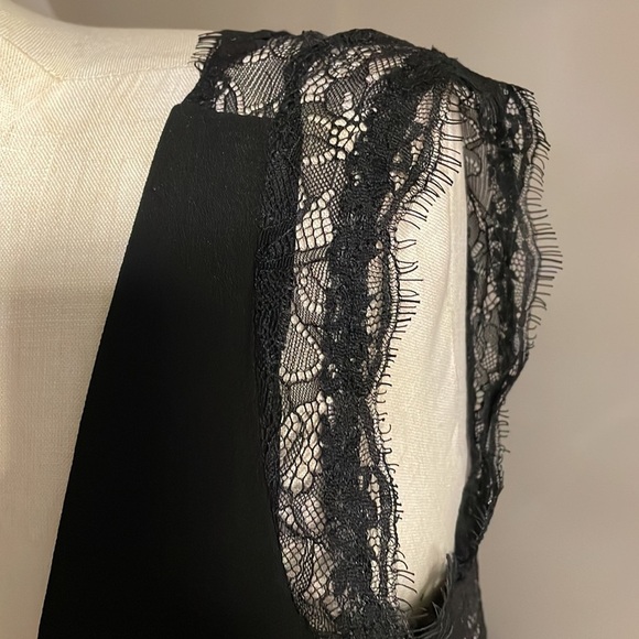 BCBGeneration cocktail V lace insert flare mini dress black deep V back size 6 - Picture 7 of 17